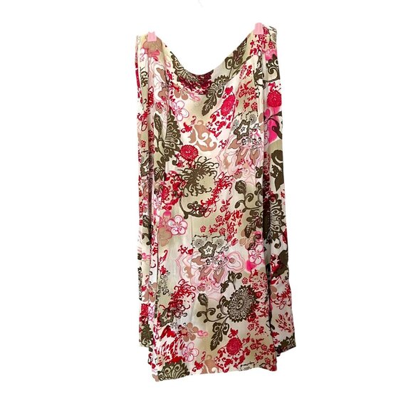 Y2K Floral Midi Skirt  Pink Green Flowy Fairy Hippie Boho Casual Chiffon Size 14 - Picture 1 of 6